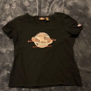 Harley-Davidson Women's Black Tee with Orange Logo